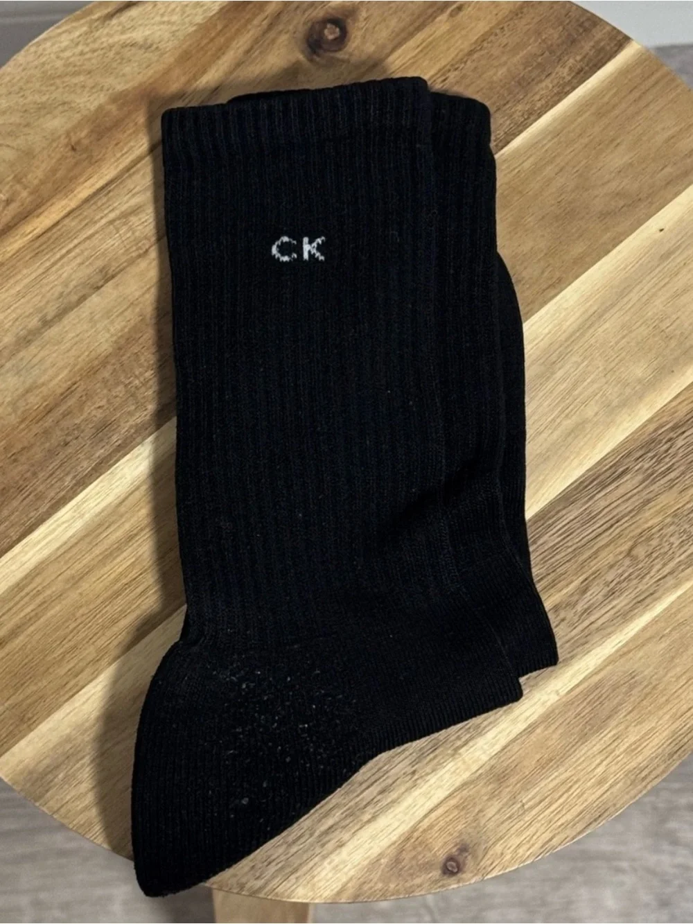 Calvin Klein Black Crew Socks Unisex CK Logo Soft Cotton Blend OSFM